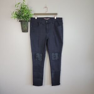 Melissa McCarthy Seven7 Skinny Black Studded Rhinestone Jegging Stretch Jeans 18